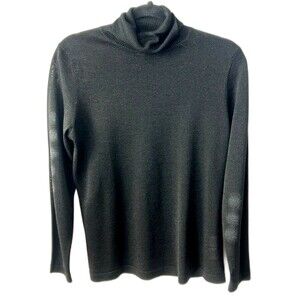 Anne Klein Turtleneck Sweater Top Women’s Size Medium Color Metallic Black